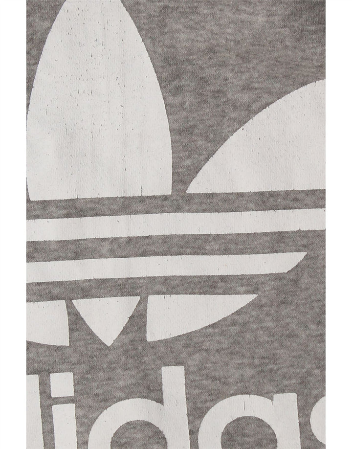 ADIDAS Pull à capuche graphique pour femme UK 10 Petit coton gris