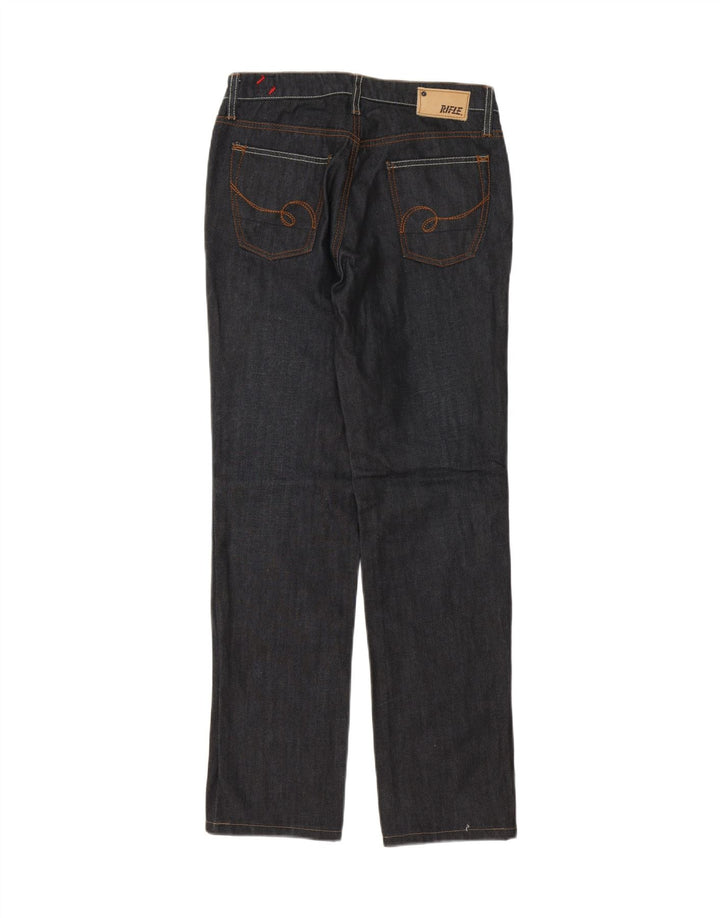 RIFLE Womens Straight Jeans W28 L29 Navy Blue Cotton