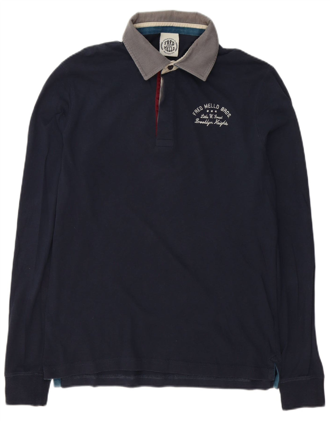 Fred Mello Polo de Rugby Graphique à Manches Longues Homme Bleu Marine Moyen