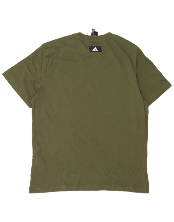 Adidas T-Shirt Graphique Homme Top XL Kaki Coton