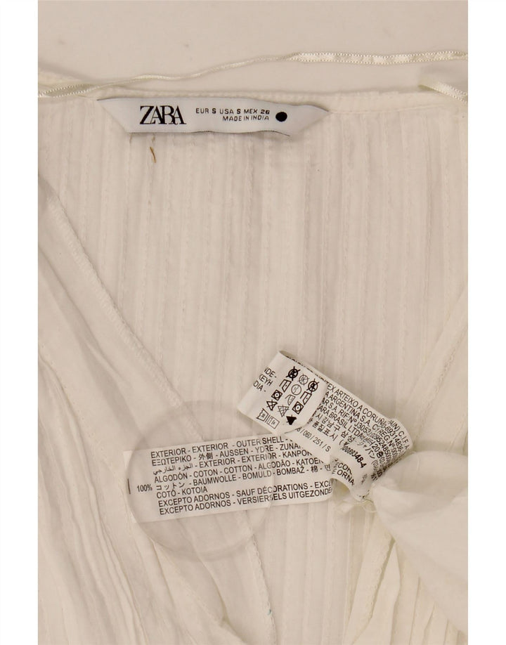 Zara Robe longue surdimensionnée à manches longues pour femme UK 10 Petit Blanc à pois