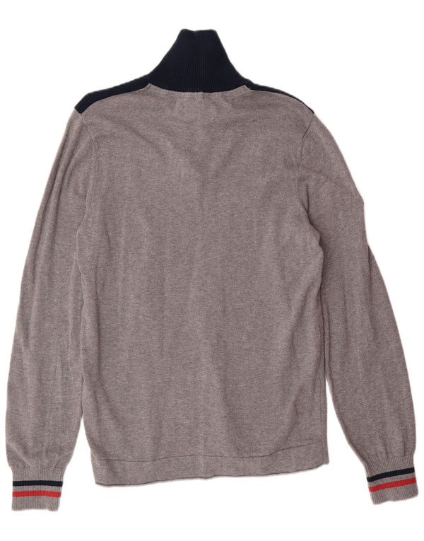 JACK & JONES Pull Graphique à Col Zippé Homme Petit Gris Colorblock