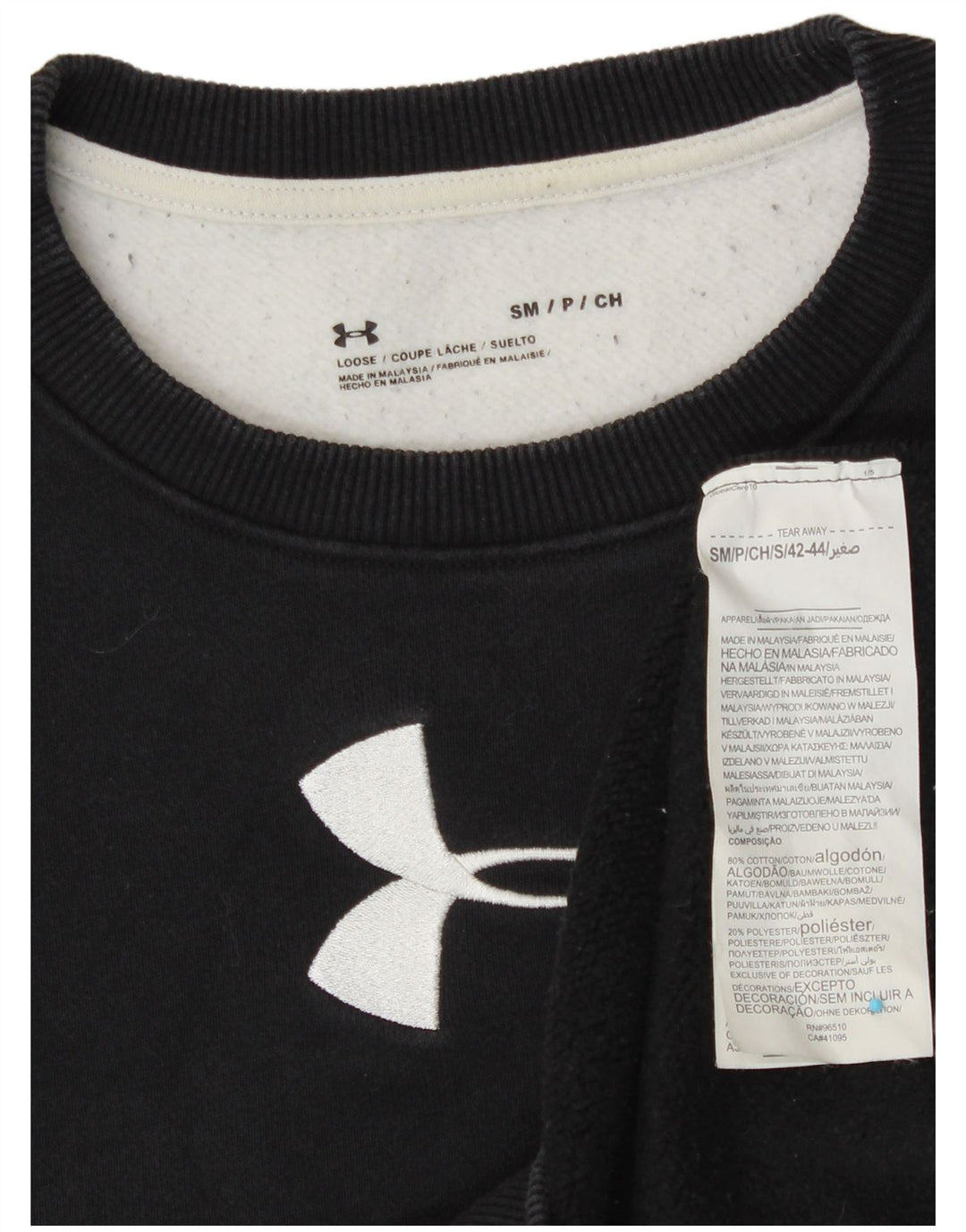 UNDER ARMOUR Sweat-shirt pour femme UK 10 Small Noir Colourblock