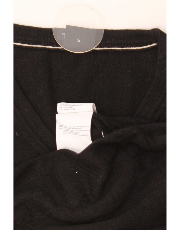 Hugo Boss Pull col V XL Noir Laine Vierge Homme