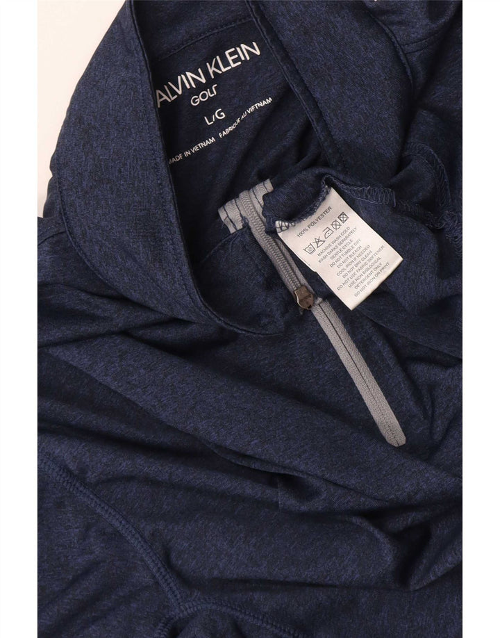Calvin Klein Pull de golf à col zippé pour homme Bleu marine Taille L