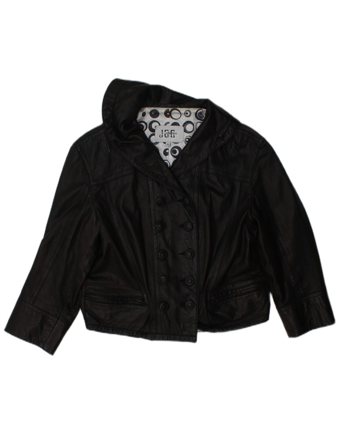 JCC Veste courte croisée à manches 3/4 pour femme IT 44 Noir moyen