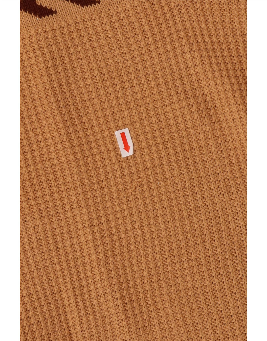 VINTAGE Femme Col V Pull Pull UK 10 Petit Marron Géométrique