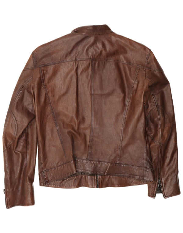 Lavorazione Artigiana Veste en Cuir Motard Femme IT 52 2XL Cuir Marron