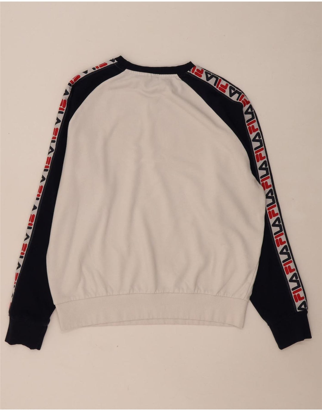 FILA Sweat-shirt graphique pour hommes, grand, en coton color block blanc