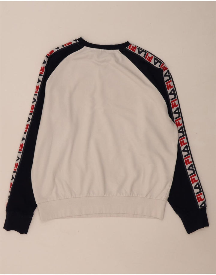 FILA Sweat-shirt graphique pour hommes, grand, en coton color block blanc