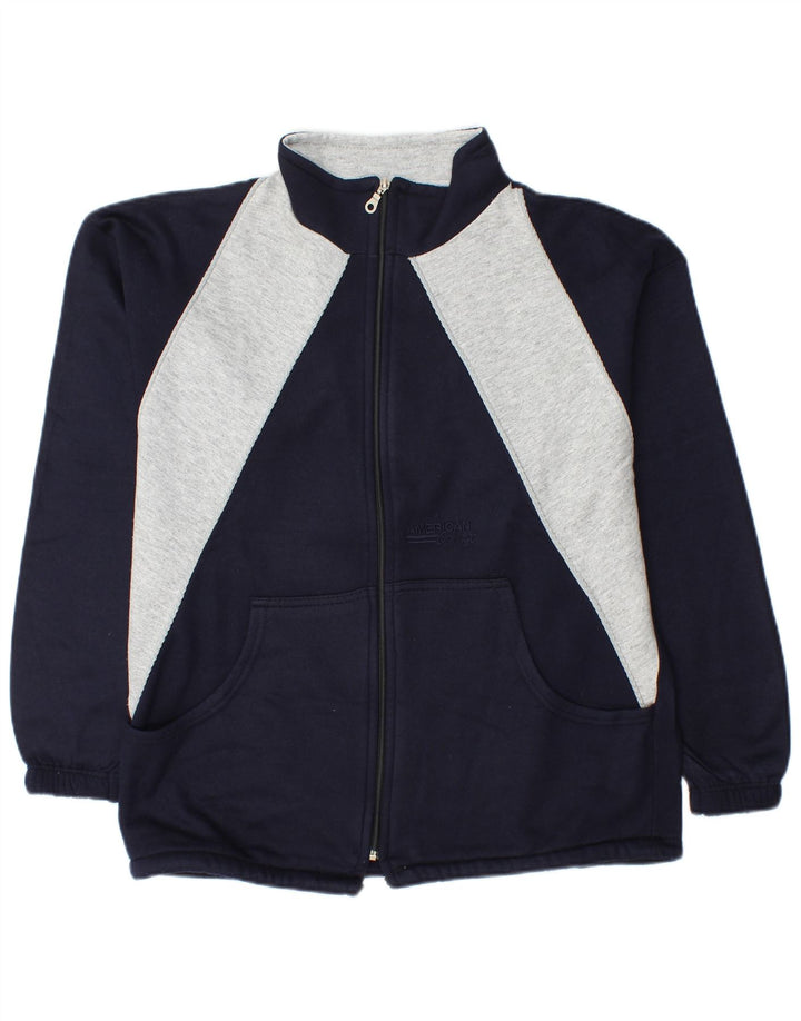 vintage Mens Survêtement Top Veste Bleu Marine Moyen Colourblock Coton