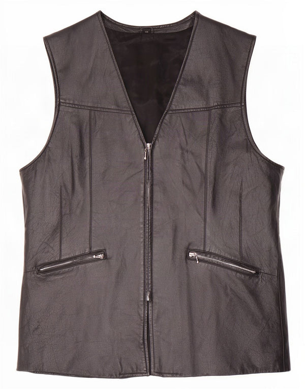 gilet en cuir femme vintage IT 46 XL Noir