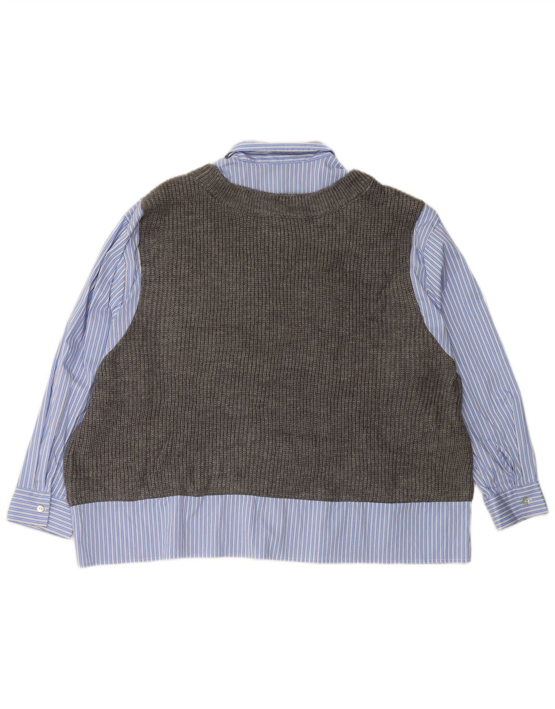 ZARA Femme Chemise Gilet En Tricot Oversize UK 6 XS Bleu Rayé