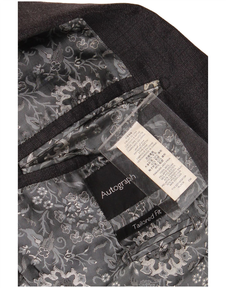 Marks & Spencer Veste blazer autographe à 2 boutons pour homme IT 56 3XL à carreaux noirs