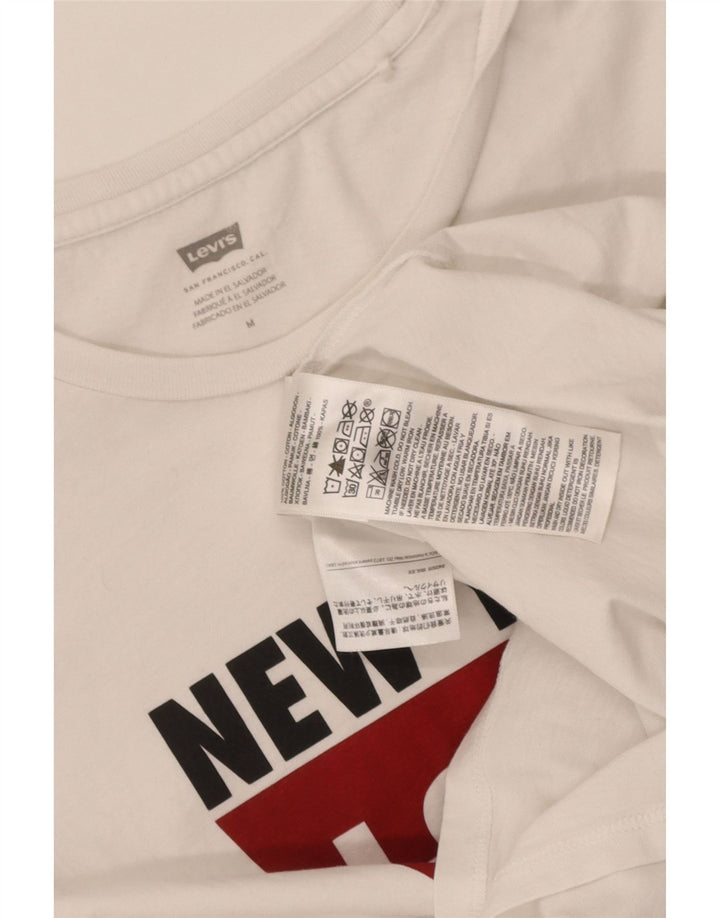 Levi's T-Shirt Graphique Femme UK 12 Coton Blanc Moyen