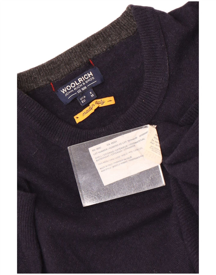 Woolrich Pull à col rond pour homme en laine bleu marine Small