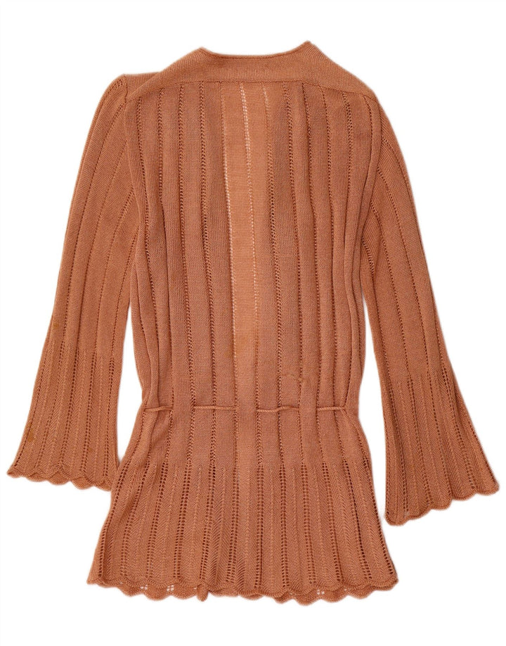vintage Femme Wrap Cardigan Pull IT 44 Acrylique Brun Moyen