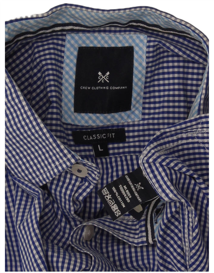 Crew Clothing Chemise classique pour homme en coton vichy bleu Taille L