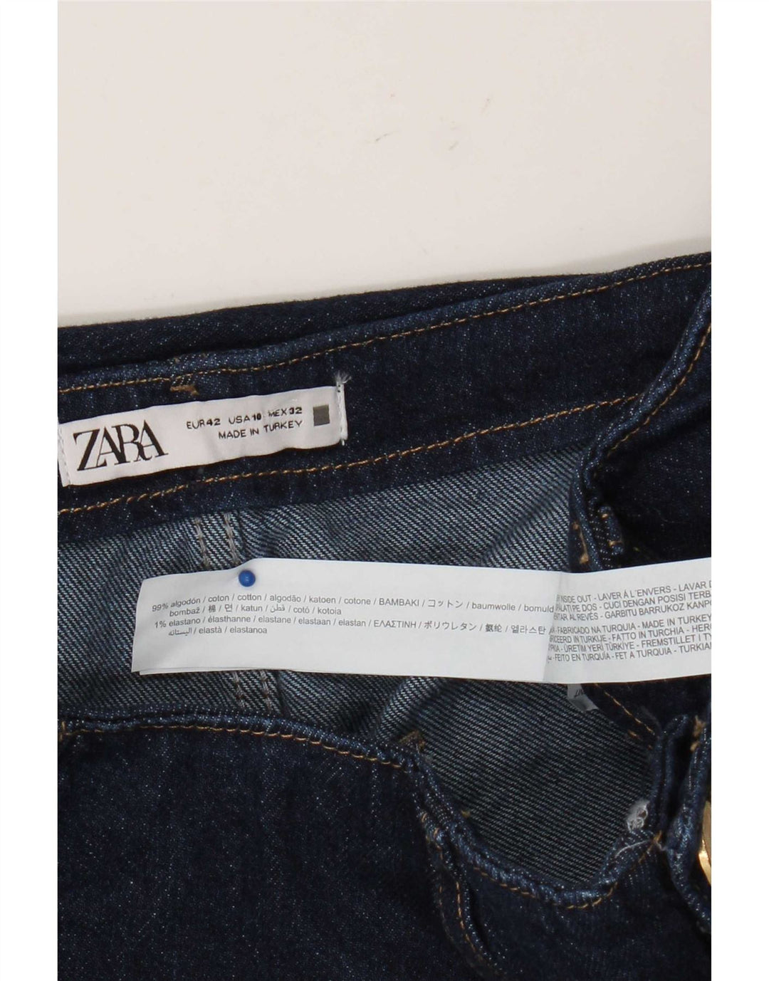 Zara Jeans Bootcut Femme EU 42 Large W32 L27 Bleu Marine Coton