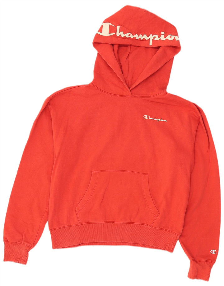 CHAMPION Pull à capuche court graphique pour femme UK 14 Rouge moyen Coton