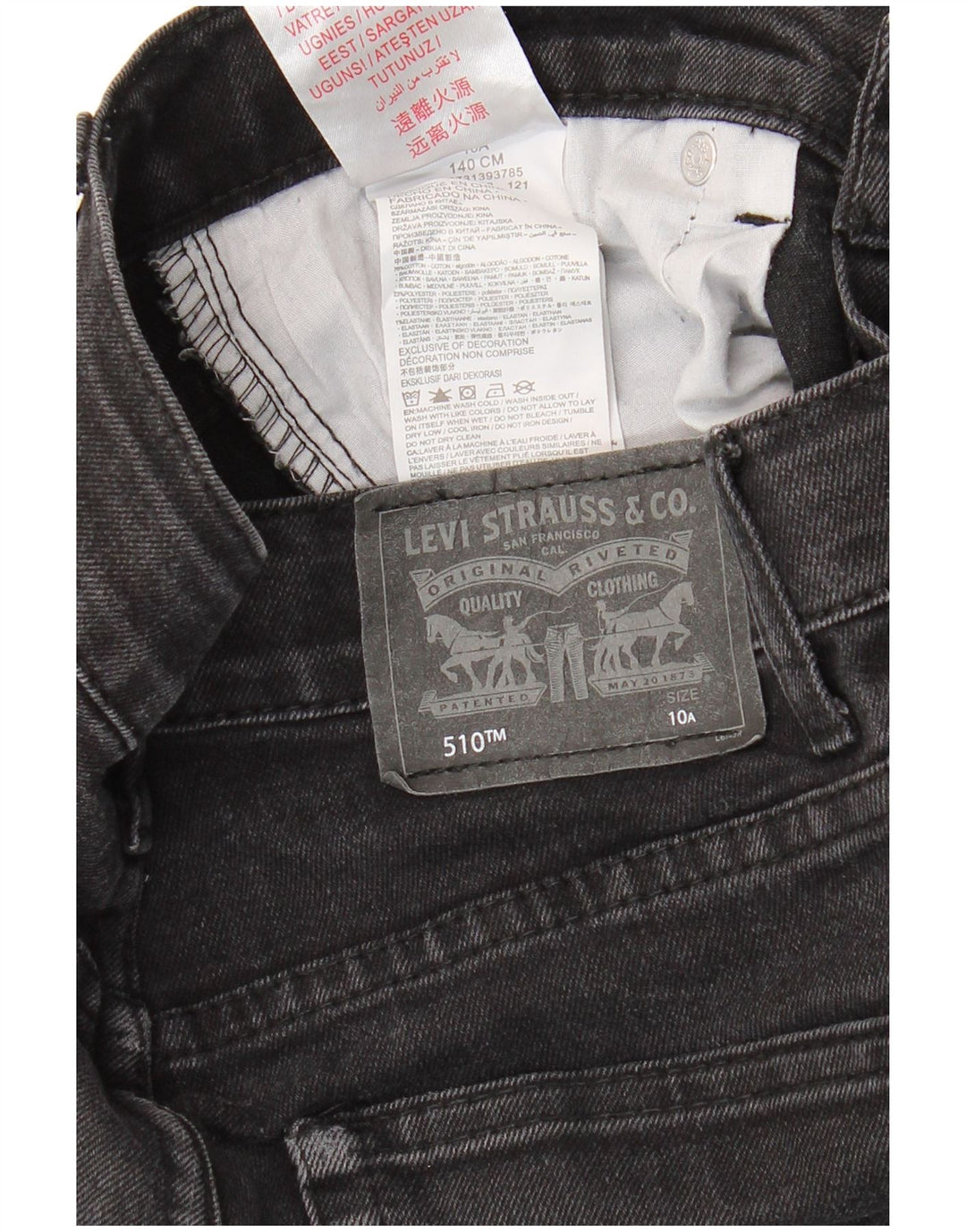 LEVI'S Jean skinny 510 garçon 9-10 ans W26 L27 coton noir