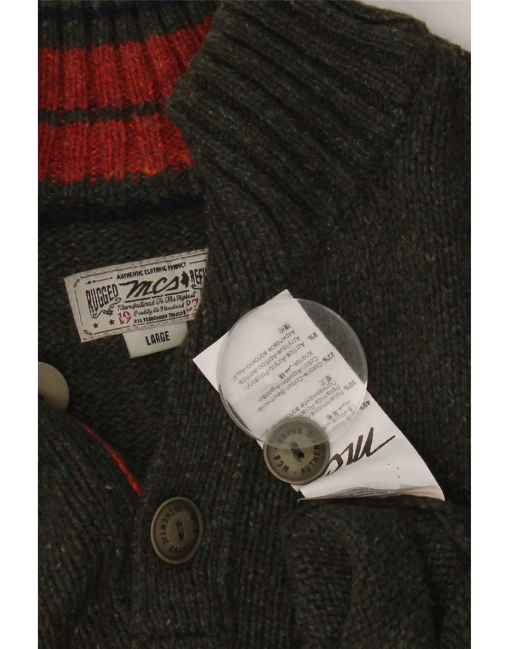 Marlboro Classics Pull à col boutonné pour homme Grande laine grise