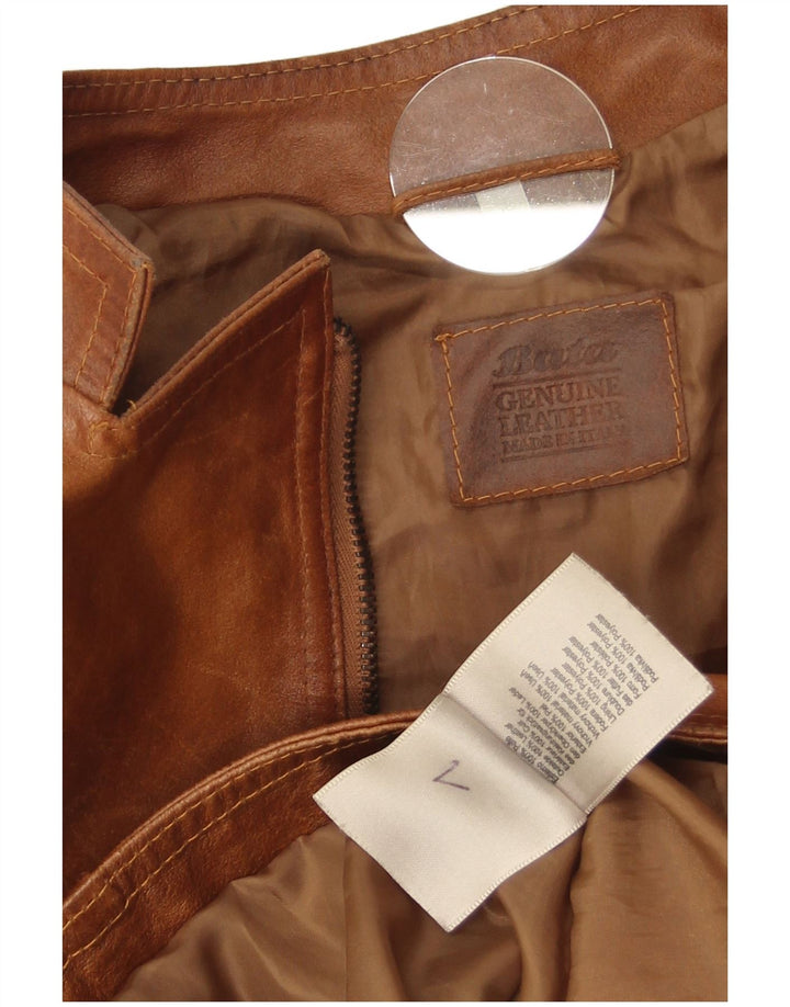 Bata Veste de motard en cuir pour femme UK 14 Large Marron