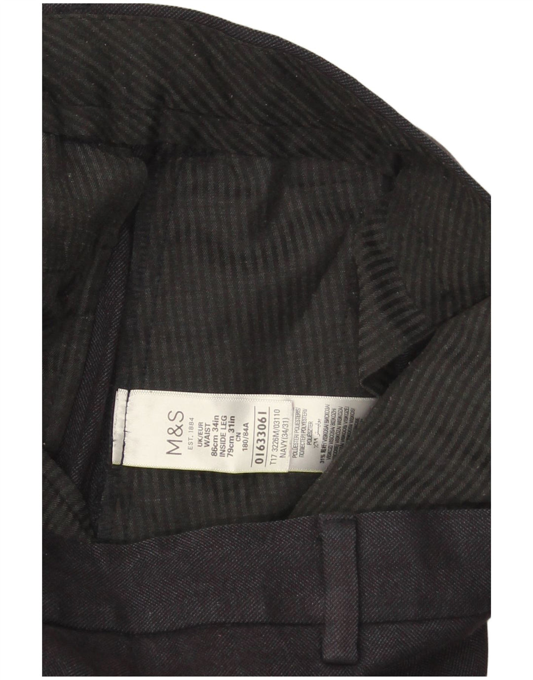 Marks & Spencer Pantalon décontracté coupe classique pour homme W34 L31 Bleu marine