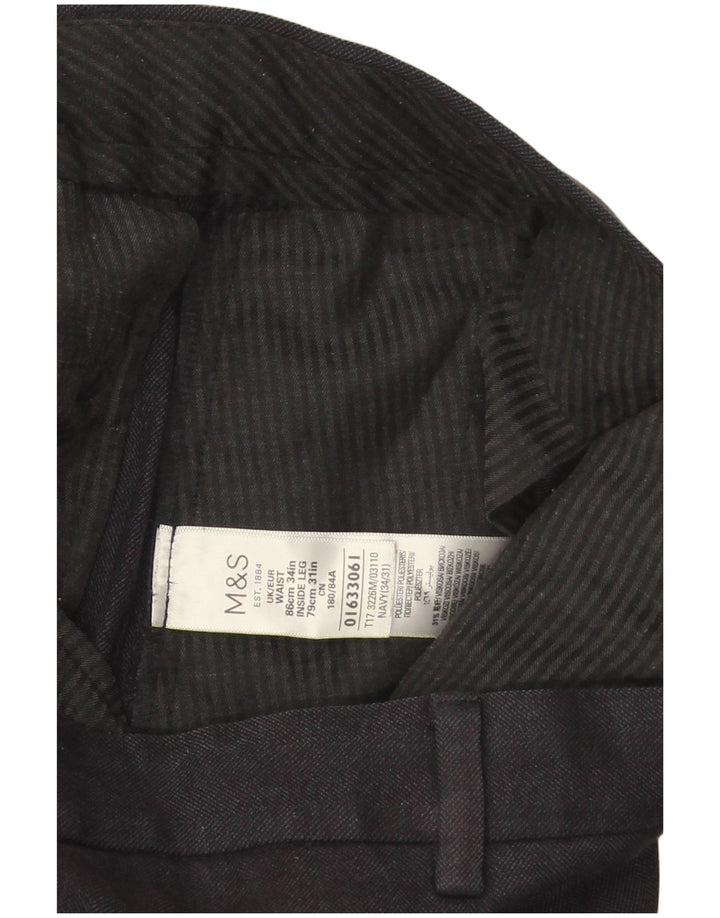 Marks & Spencer Pantalon décontracté coupe classique pour homme W34 L31 Bleu marine