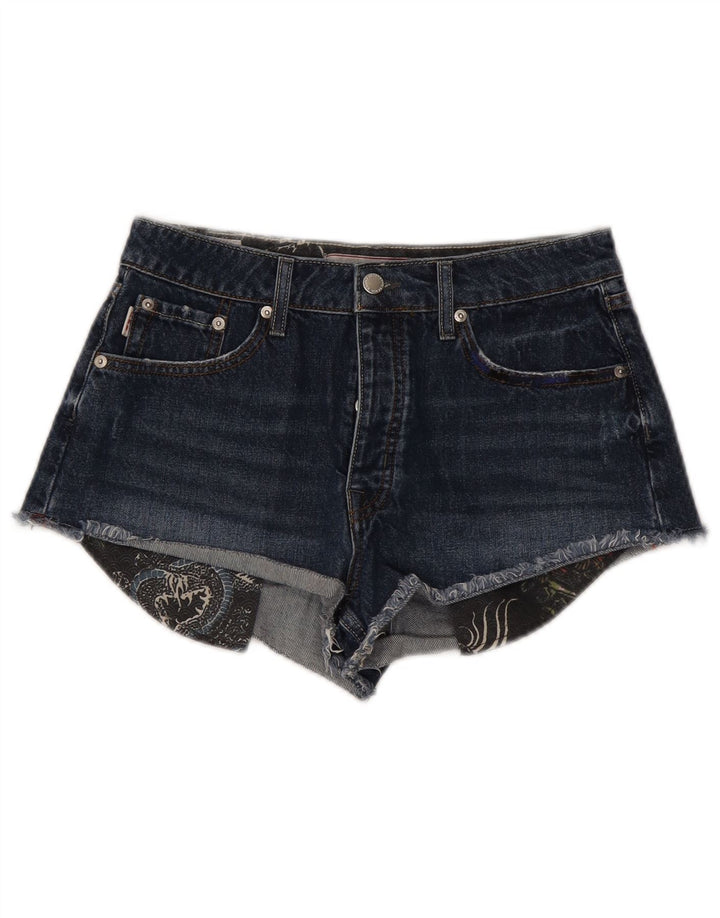 Superdry Femme Short En Jean W28 Coton Bleu Marine Moyen
