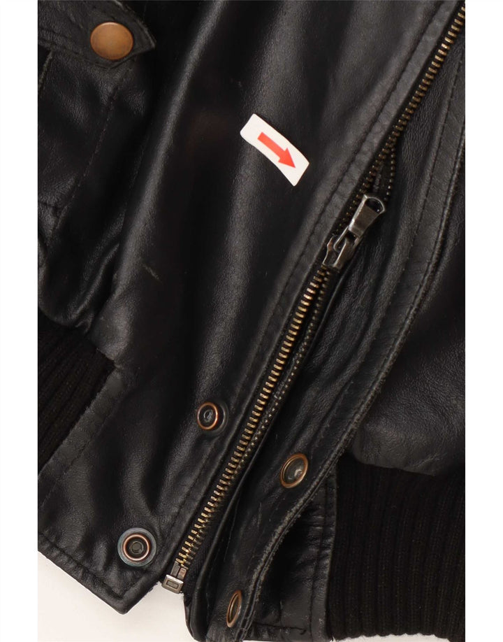 Vintage Mens Leather Flight Aviator Jacket UK 40 Large Black