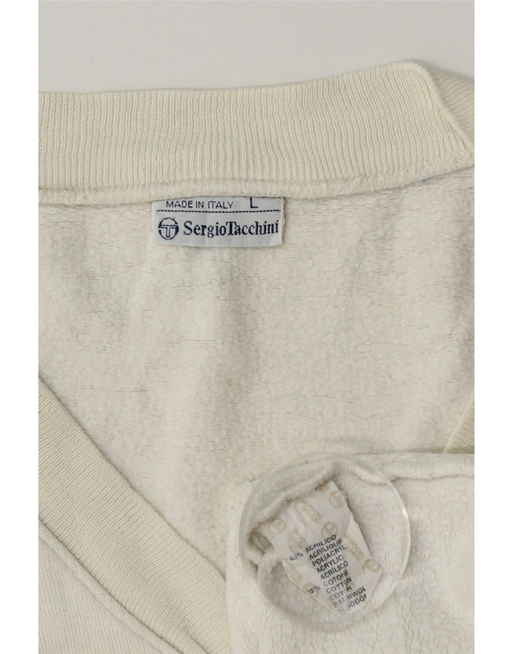 Sergio Tacchini Sweat-shirt sans manches pour homme, grand color block blanc