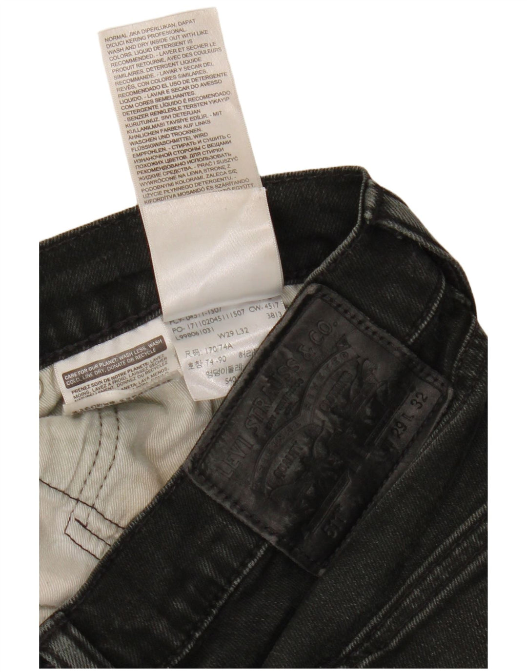 LEVI'S Jean Slim 511 Femme W29 L32 Coton Noir