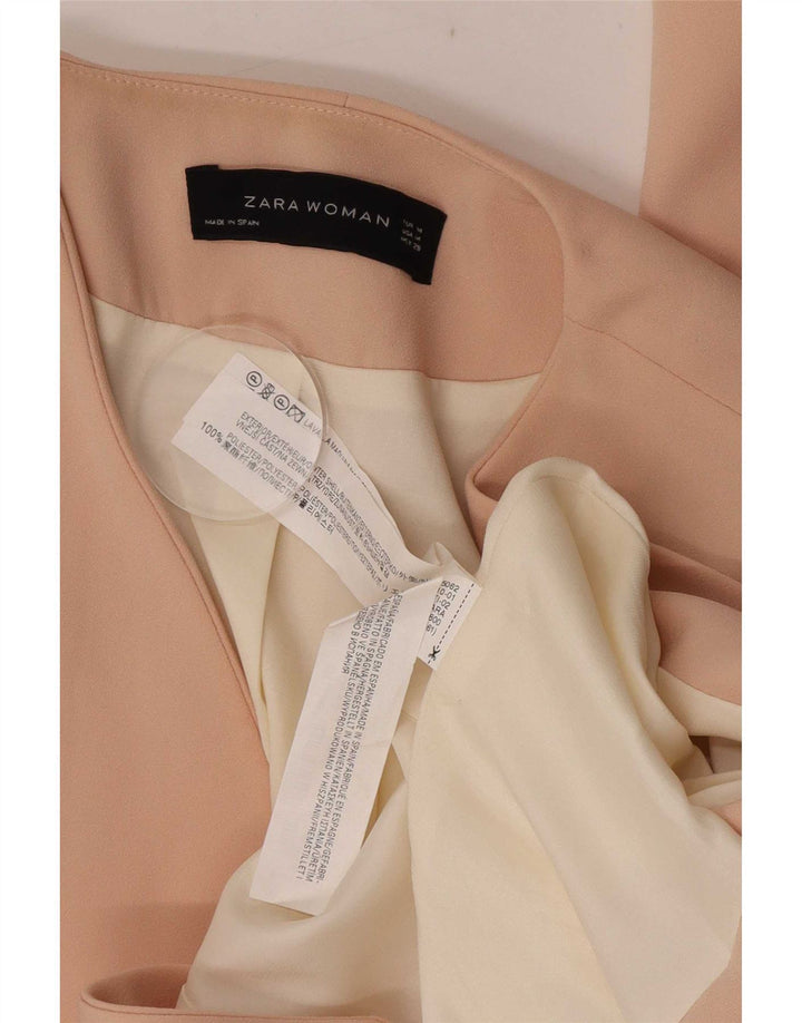 Zara Veste Blazer Ouverte Femme UK 14 Polyester Rose Moyen