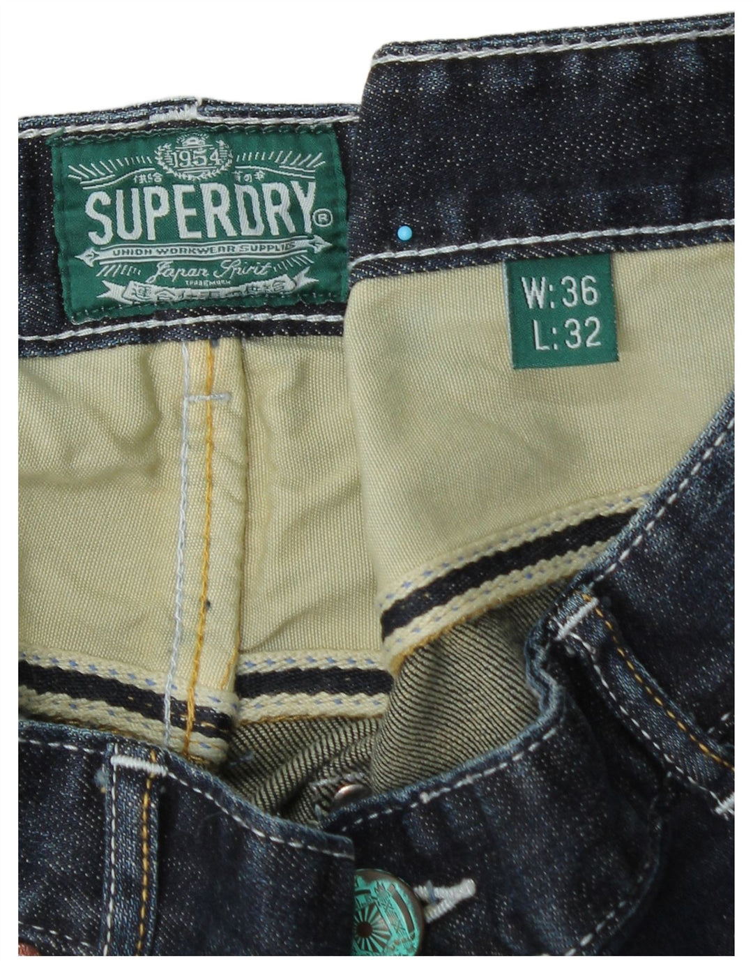 Superdry Jean Droit W36 L32 Bleu Coton Homme
