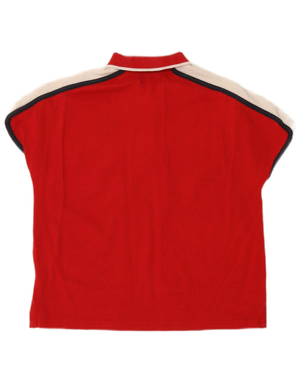 KAPPA Polo Femme UK 10 Small Rouge Colorblock