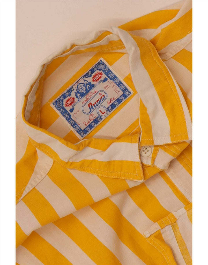 Chemise Homme Vintage Grande Rayure Jaune