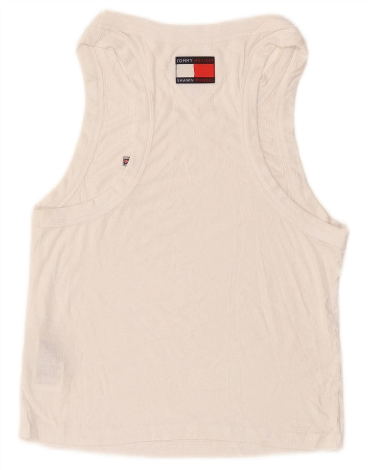 Tommy Hilfiger Débardeur court pour femme UK 12 Medium Blanc Modal