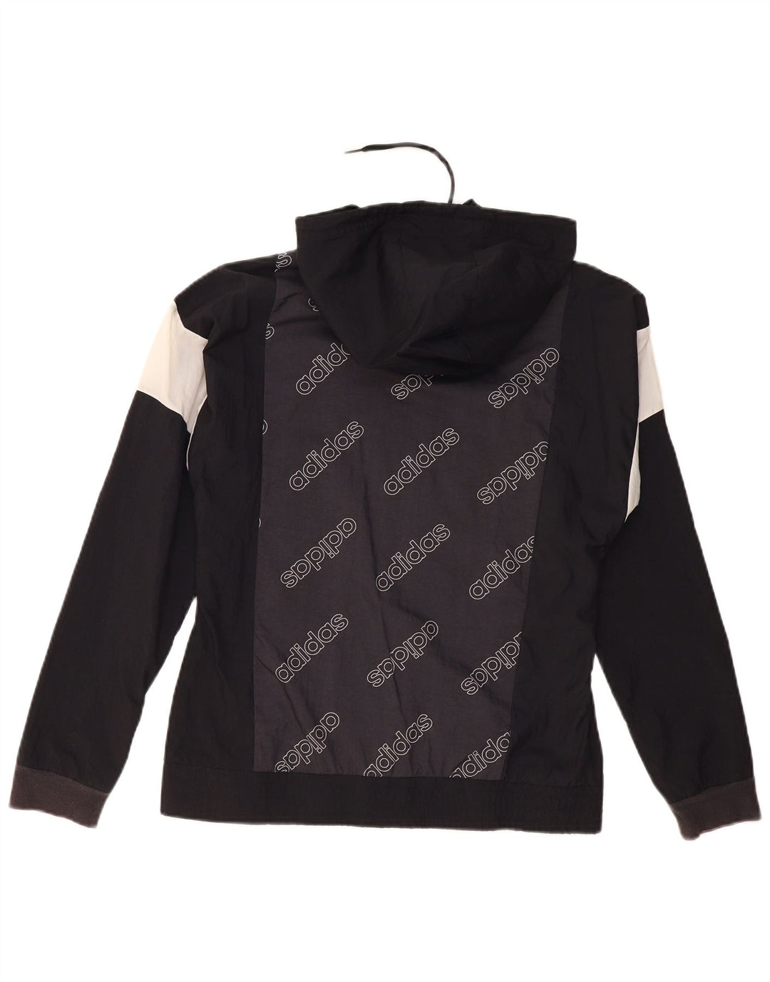 Adidas Veste de pluie à capuche graphique pour femme UK 8/10 Small Noir Colourblock