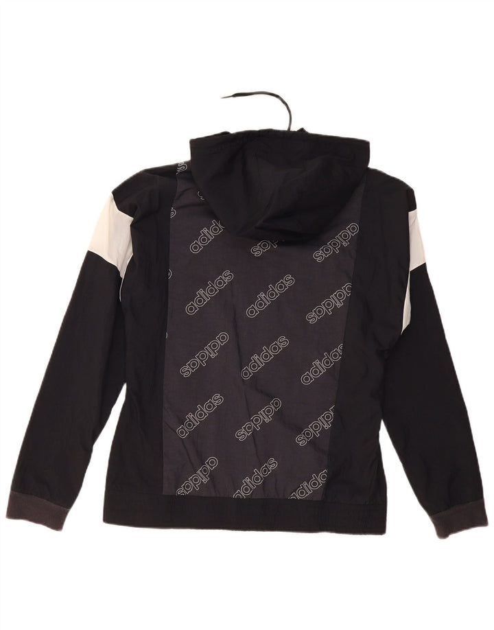 Adidas Veste de pluie à capuche graphique pour femme UK 8/10 Small Noir Colourblock