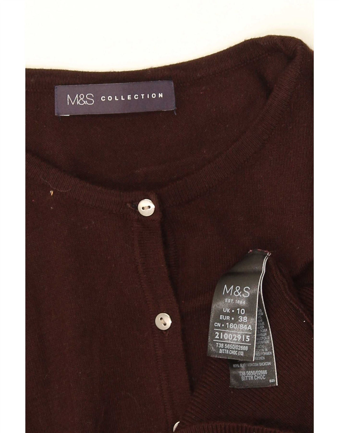 Marks & Spencer Pull Cardigan pour Femme UK 10 Petite Viscose Marron