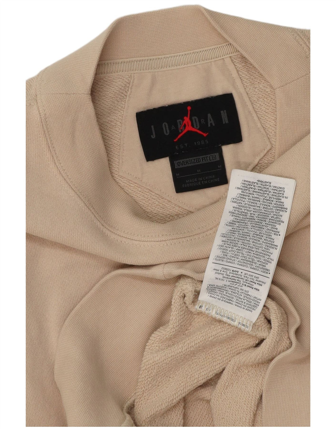 JORDAN Sweat-shirt surdimensionné pour femme UK 14 Coton beige moyen