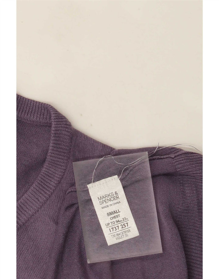 Marks & Spencer Pull à col en V Blue Harbour pour homme, petit violet