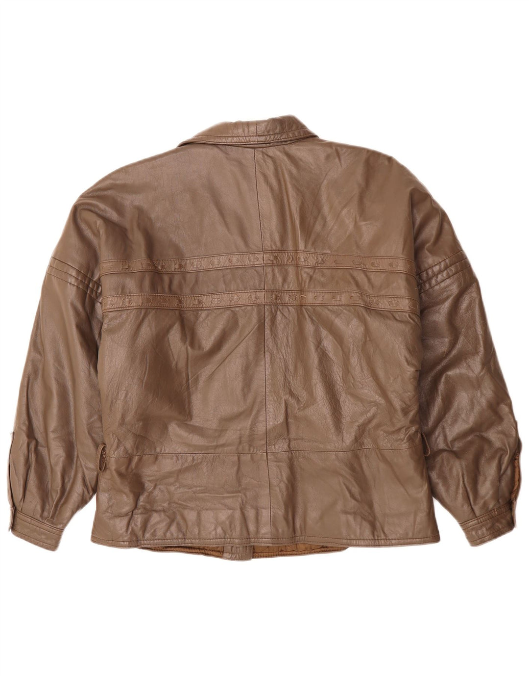 VINTAGE Veste en cuir femme UK 18 XL Marron