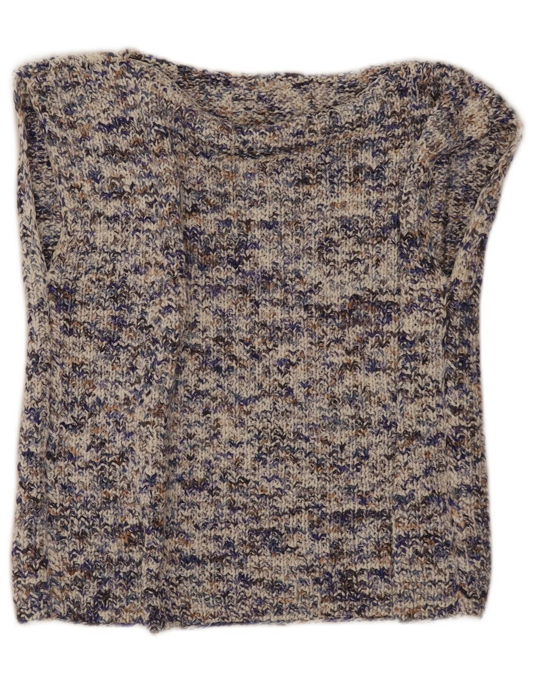 vintage Womens Vest Tank Top UK 14 Grand Multicolore Moucheté