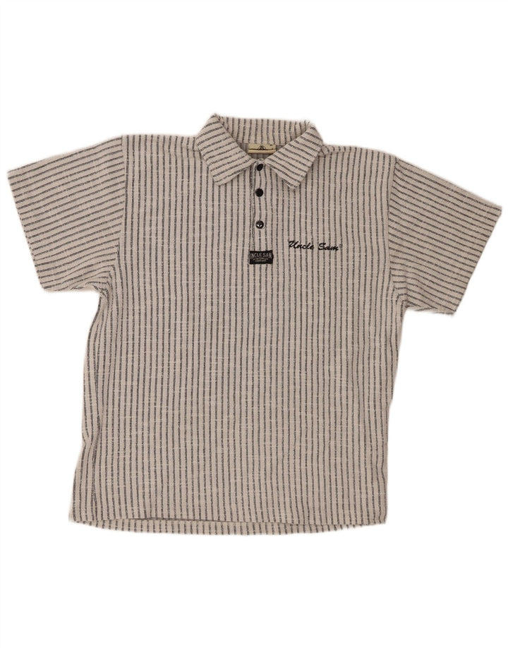 Polo Homme Oncle Sam Coton à Rayures Blanc Moyen