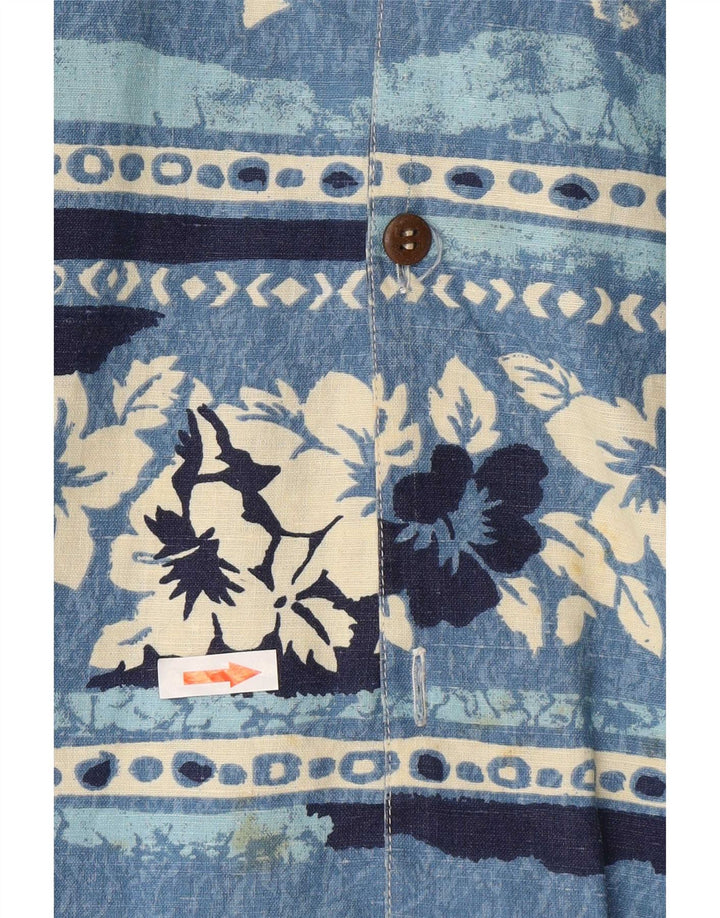 Vintage Mens Hawaiian Short Sleeve Shirt Medium Blue