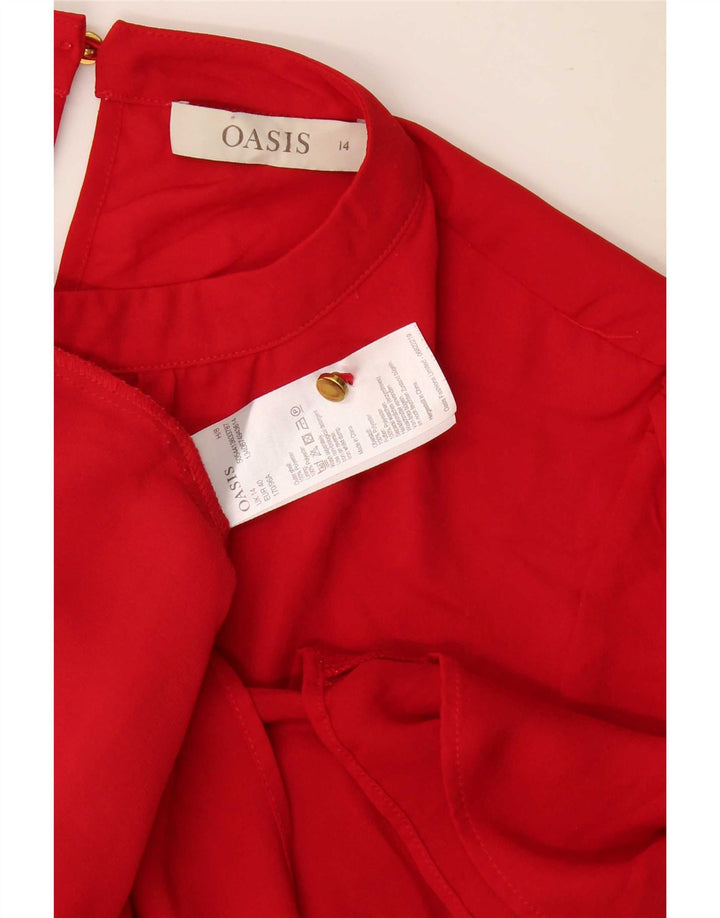 Oasis Chemisier Femme UK 14 Large Rouge Polyester