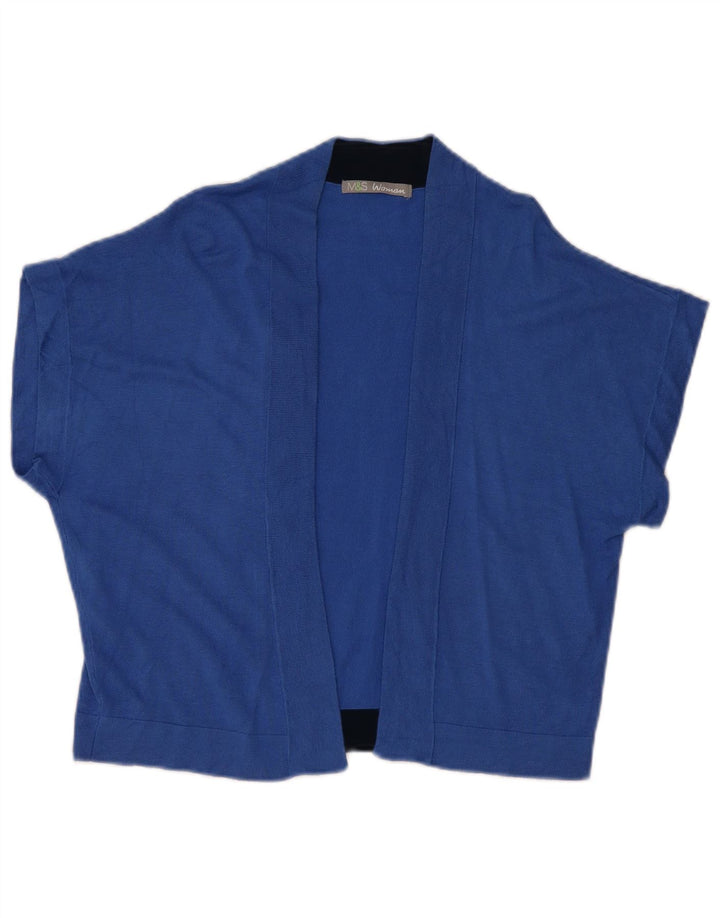 Marks & Spencer Pull cardigan ouvert à manches courtes pour femme UK 16 Large Bleu