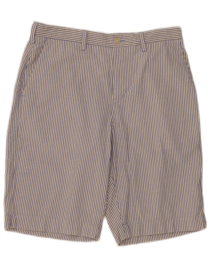 Marks & Spencer Short Chino Homme W32 Coton à Rayures Bleu Moyen